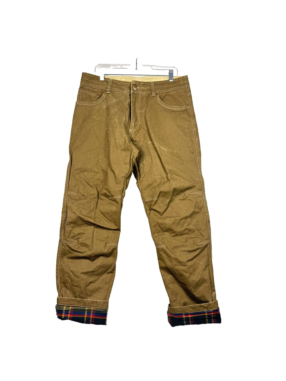 KUHL Hot Ryder Flannel Lined Vintage Patina Dye Canvas Pants Outdoor Size 35x32